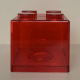 Clear Money Saving Bank Building Block Design Rectangular Transparent Coin Saving Box for Kids Boys Girls Red 8.9x8.9x9.2cm / 3.5x3.5x3.6in