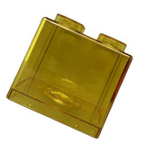 Clear Money Saving Bank Building Block Design Rectangular Transparent Coin Saving Box for Kids Boys Girls Yellow 8.9x8.9x9.2cm / 3.5x3.5x3.6in - Side View