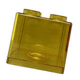 Clear Money Saving Bank Building Block Design Rectangular Transparent Coin Saving Box for Kids Boys Girls Yellow 8.9x8.9x9.2cm / 3.5x3.5x3.6in