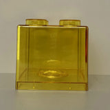 Clear Money Saving Bank Building Block Design Rectangular Transparent Coin Saving Box for Kids Boys Girls Yellow 8.9x8.9x9.2cm / 3.5x3.5x3.6in
