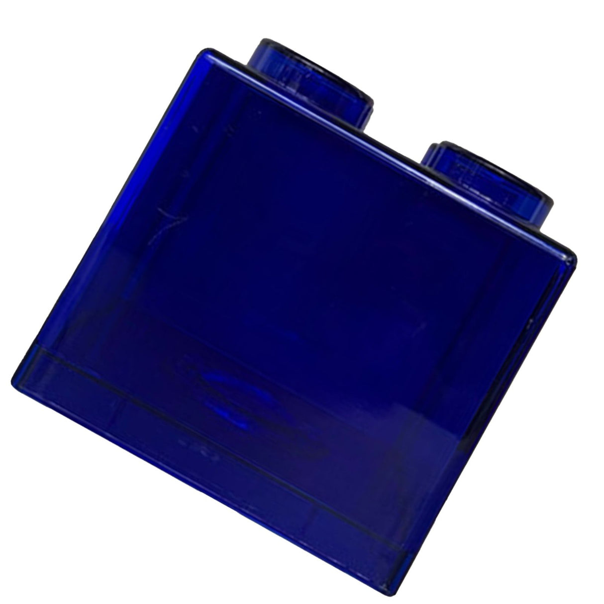 Clear Money Saving Bank Building Block Design Rectangular Transparent Coin Saving Box for Kids Boys Girls Blue 8.9x8.9x9.2cm / 3.5x3.5x3.6in