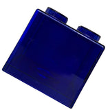 Clear Money Saving Bank Building Block Design Rectangular Transparent Coin Saving Box for Kids Boys Girls Blue 8.9x8.9x9.2cm / 3.5x3.5x3.6in - Front View