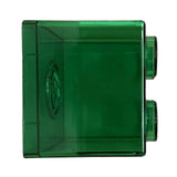 Clear Money Saving Bank Building Block Design Rectangular Transparent Coin Saving Box for Kids Boys Girls Green 8.9x8.9x9.2cm / 3.5x3.5x3.6in - Front View