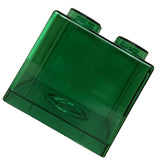 Clear Money Saving Bank Building Block Design Rectangular Transparent Coin Saving Box for Kids Boys Girls Green 8.9x8.9x9.2cm / 3.5x3.5x3.6in - Side View