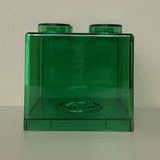 Clear Money Saving Bank Building Block Design Rectangular Transparent Coin Saving Box for Kids Boys Girls Green 8.9x8.9x9.2cm / 3.5x3.5x3.6in
