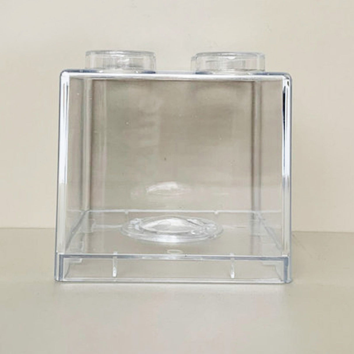 Clear Money Saving Bank Building Block Design Rectangular Transparent Coin Saving Box for Kids Boys Girls White 8.9x8.9x9.2cm / 3.5x3.5x3.6in