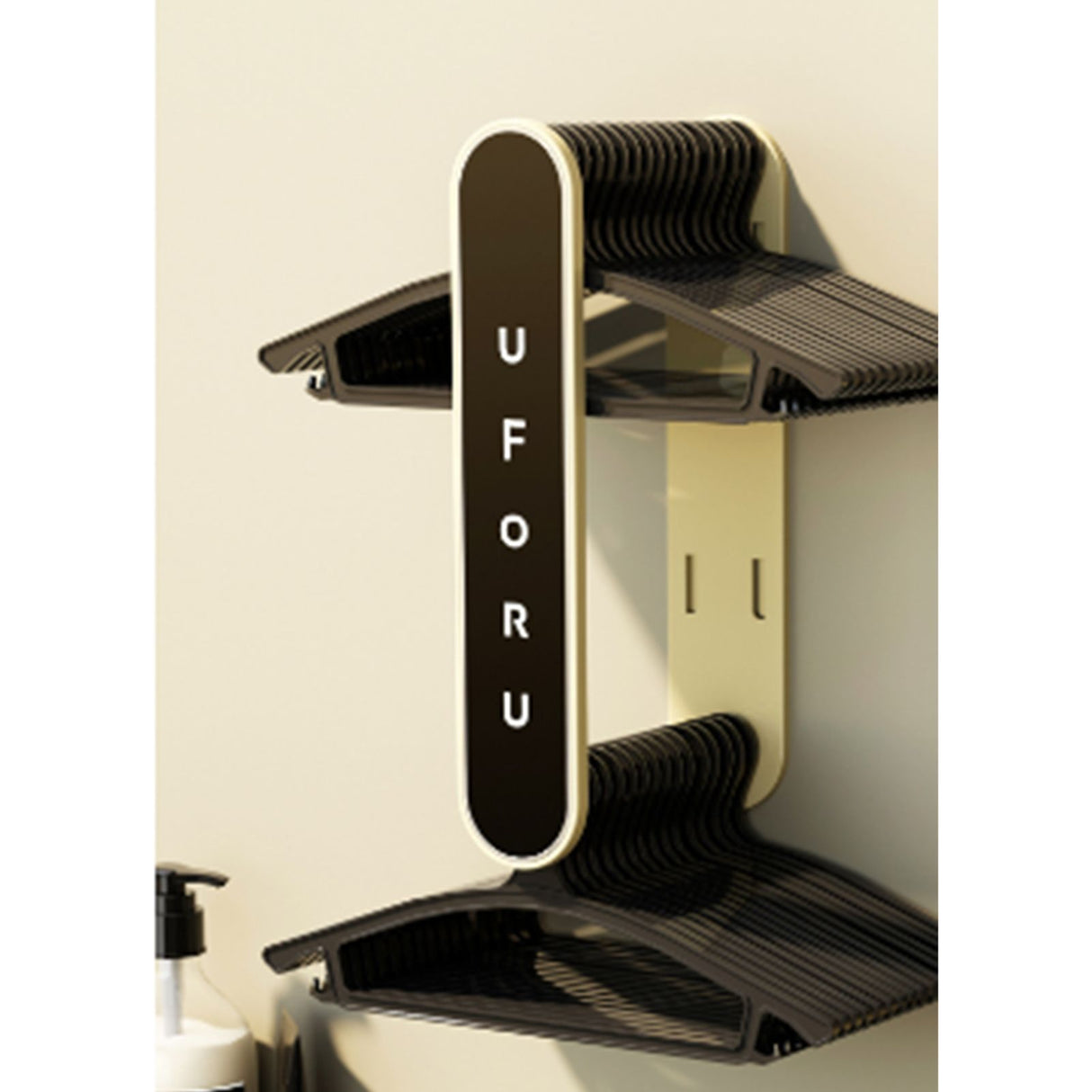 Clothes Drying Rack Plastic Retractable Cloth Hanger for Laundry Balcony Mudroom Bedroom Creamy Black