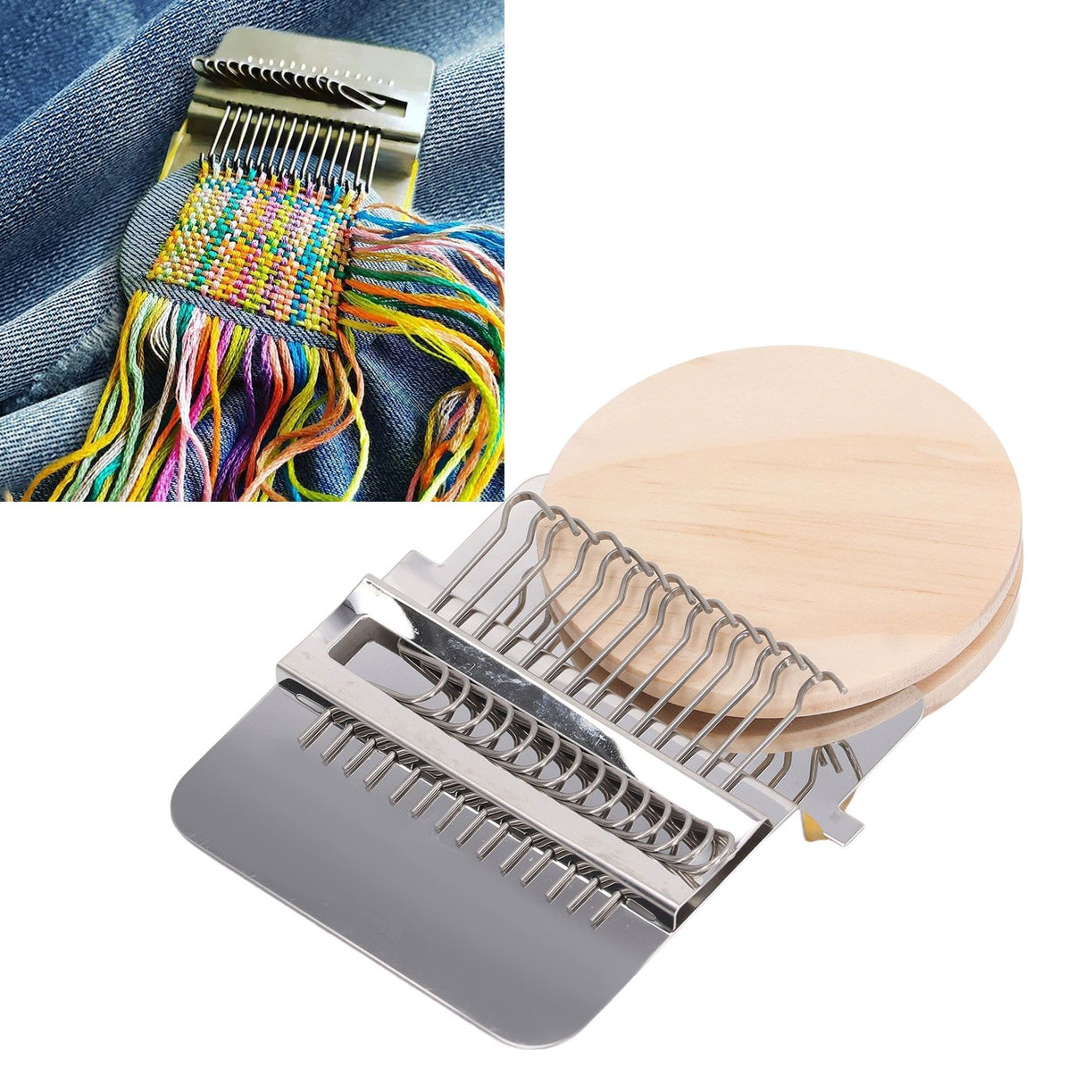 Darning Loom Weave Tool Small Weaving Loom Kit with 14 Hooks 1 Needle for Hand Knitting DIY Crafts