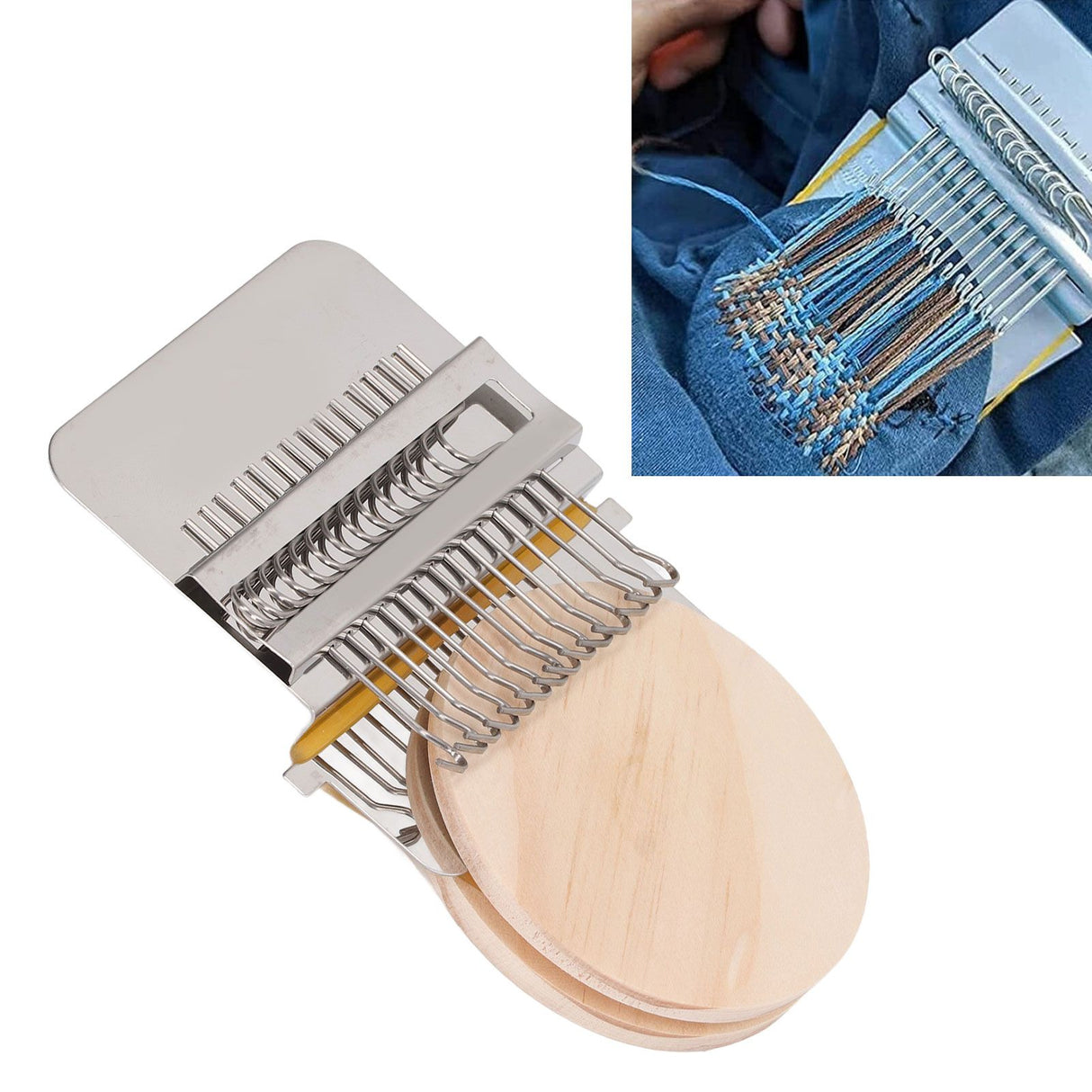 Darning Loom Weave Tool Small Weaving Loom Kit with 14 Hooks 1 Needle for Hand Knitting DIY Crafts