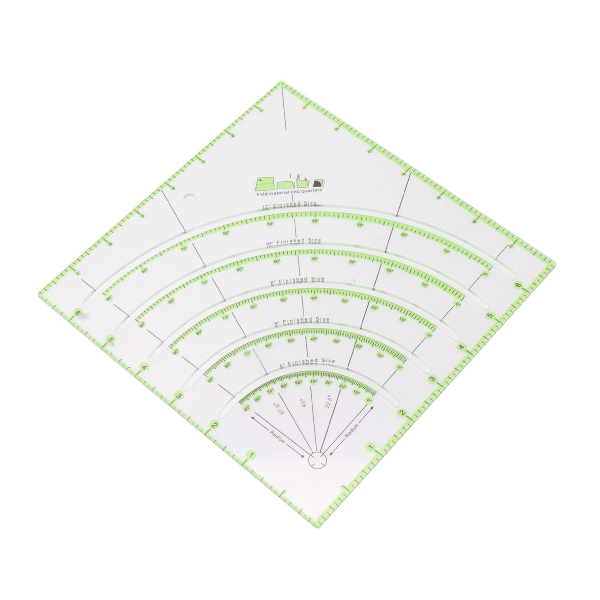 8 Inch Acrylic Quilting Ruler Multifunctional Clear Arcs Fans Quilt Circle Cutter Ruler for Patchwork Sewing Craft Tool