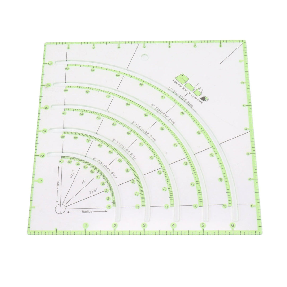 8 Inch Acrylic Quilting Ruler Multifunctional Clear Arcs Fans Quilt Circle Cutter Ruler for Patchwork Sewing Craft Tool