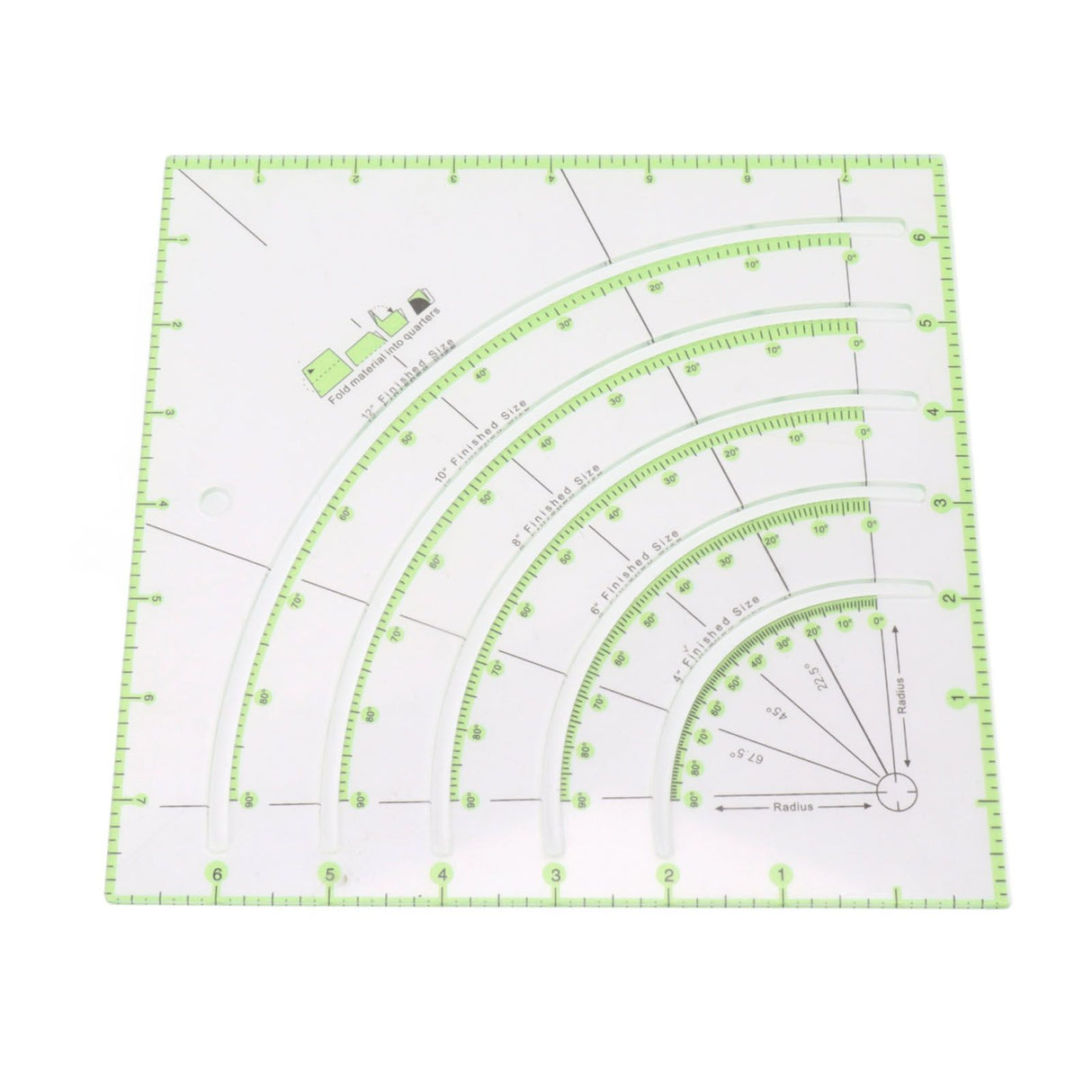 8 Inch Acrylic Quilting Ruler Multifunctional Clear Arcs Fans Quilt Circle Cutter Ruler for Patchwork Sewing Craft Tool