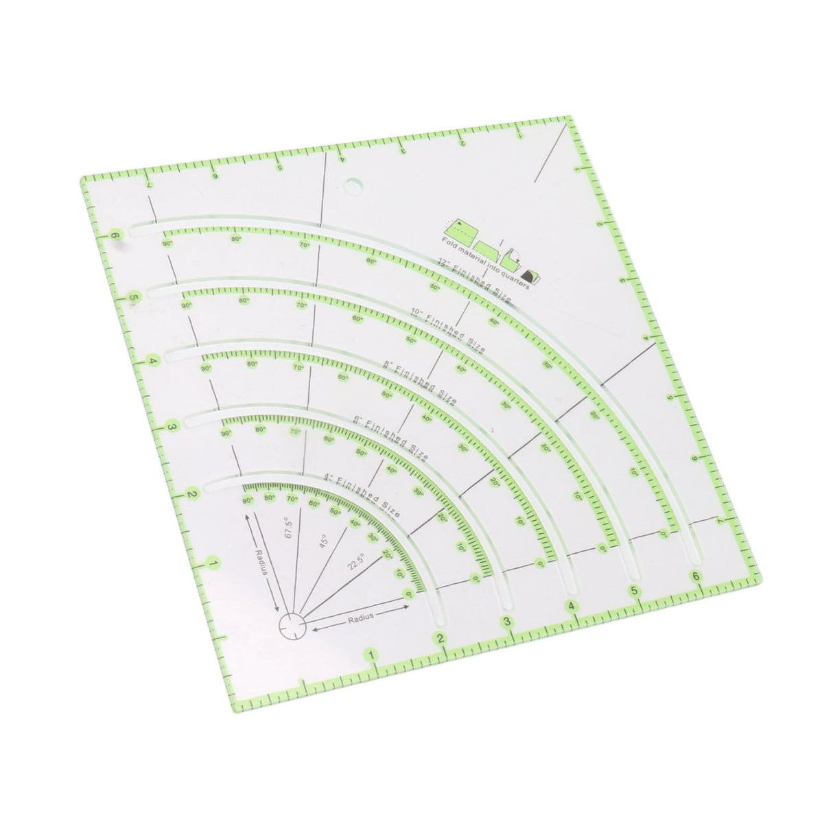 8 Inch Acrylic Quilting Ruler Multifunctional Clear Arcs Fans Quilt Circle Cutter Ruler for Patchwork Sewing Craft Tool