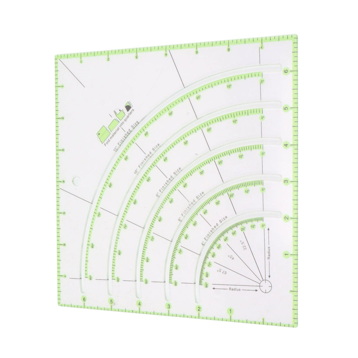 8 Inch Acrylic Quilting Ruler Multifunctional Clear Arcs Fans Quilt Circle Cutter Ruler for Patchwork Sewing Craft Tool