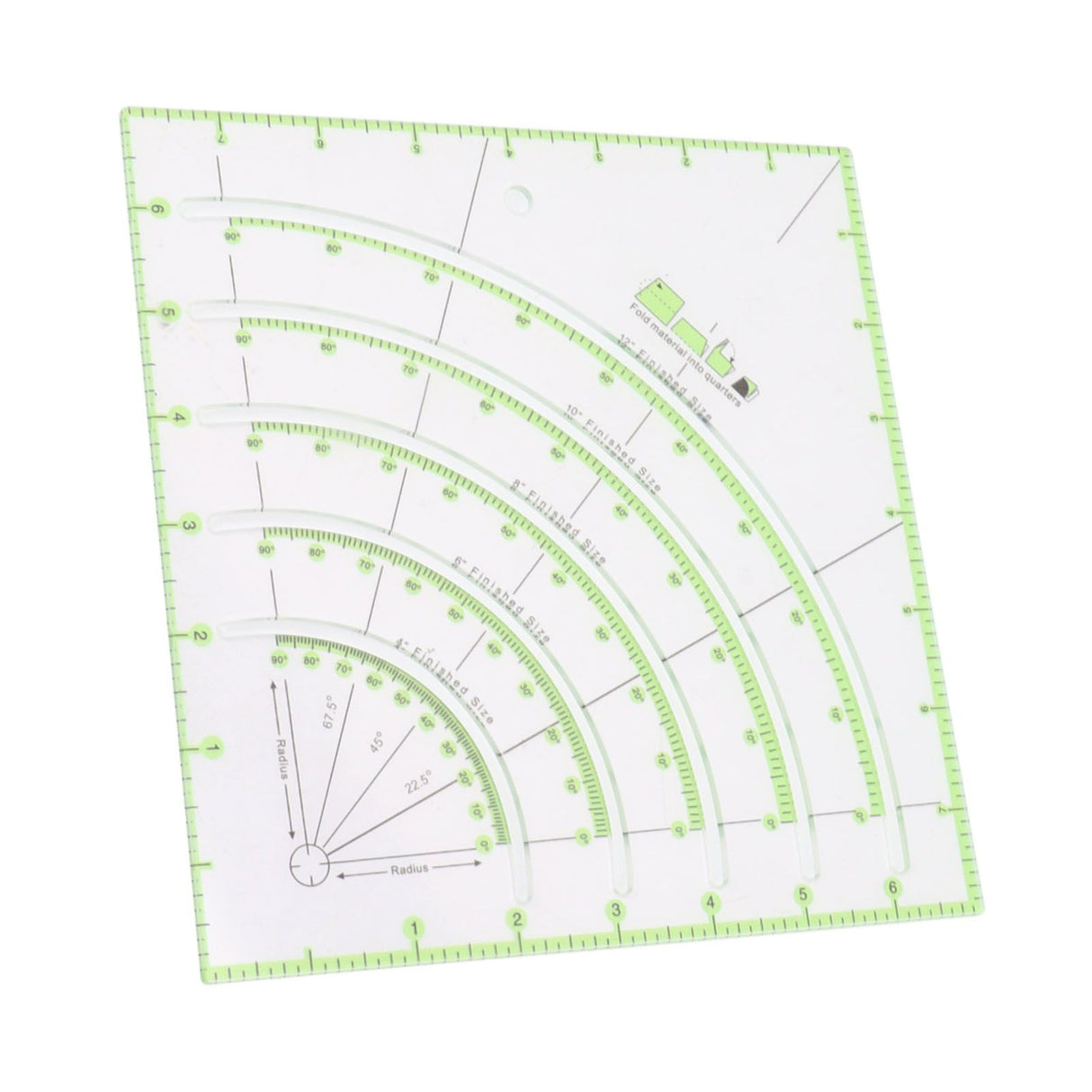 8 Inch Acrylic Quilting Ruler Multifunctional Clear Arcs Fans Quilt Circle Cutter Ruler for Patchwork Sewing Craft Tool