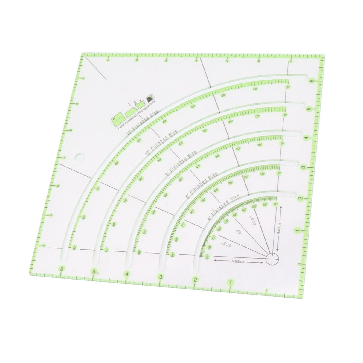 8 Inch Acrylic Quilting Ruler Multifunctional Clear Arcs Fans Quilt Circle Cutter Ruler for Patchwork Sewing Craft Tool