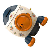 Cartoon Style Space Rocket Piggy Bank Money Bank Money Saving Jar Boys Girls Gift Morandi Blue