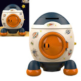 Cartoon Style Space Rocket Piggy Bank Money Bank Money Saving Jar Boys Girls Gift Morandi Blue - 45-Degree Angle