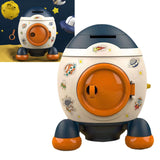 Cartoon Style Space Rocket Piggy Bank Money Bank Money Saving Jar Boys Girls Gift Morandi Blue