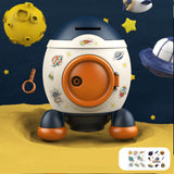Cartoon Style Space Rocket Piggy Bank Money Bank Money Saving Jar Boys Girls Gift Morandi Blue
