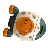 Cartoon Style Space Rocket Piggy Bank Money Bank Money Saving Jar Boys Girls Gift Morandi Green - Side View