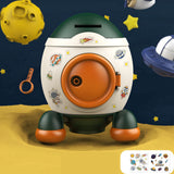 Cartoon Style Space Rocket Piggy Bank Money Bank Money Saving Jar Boys Girls Gift Morandi Green