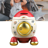 Cartoon Style Space Rocket Piggy Bank Money Bank Money Saving Jar Boys Girls Gift Romantic Pink Gold - Rear View