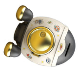 Cartoon Style Space Rocket Piggy Bank Money Bank Money Saving Jar Boys Girls Gift Luxurious Grey Gold - Top-Down View