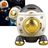 Cartoon Style Space Rocket Piggy Bank Money Bank Money Saving Jar Boys Girls Gift Luxurious Grey Gold - Rear View