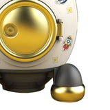 Cartoon Style Space Rocket Piggy Bank Money Bank Money Saving Jar Boys Girls Gift Luxurious Grey Gold - Close-Up Angle