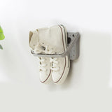 Wall Mounted Shoes Rack Adhesive Foldable Space Saving PP Door Shoe Hanger for Bathroom Grey Free Size