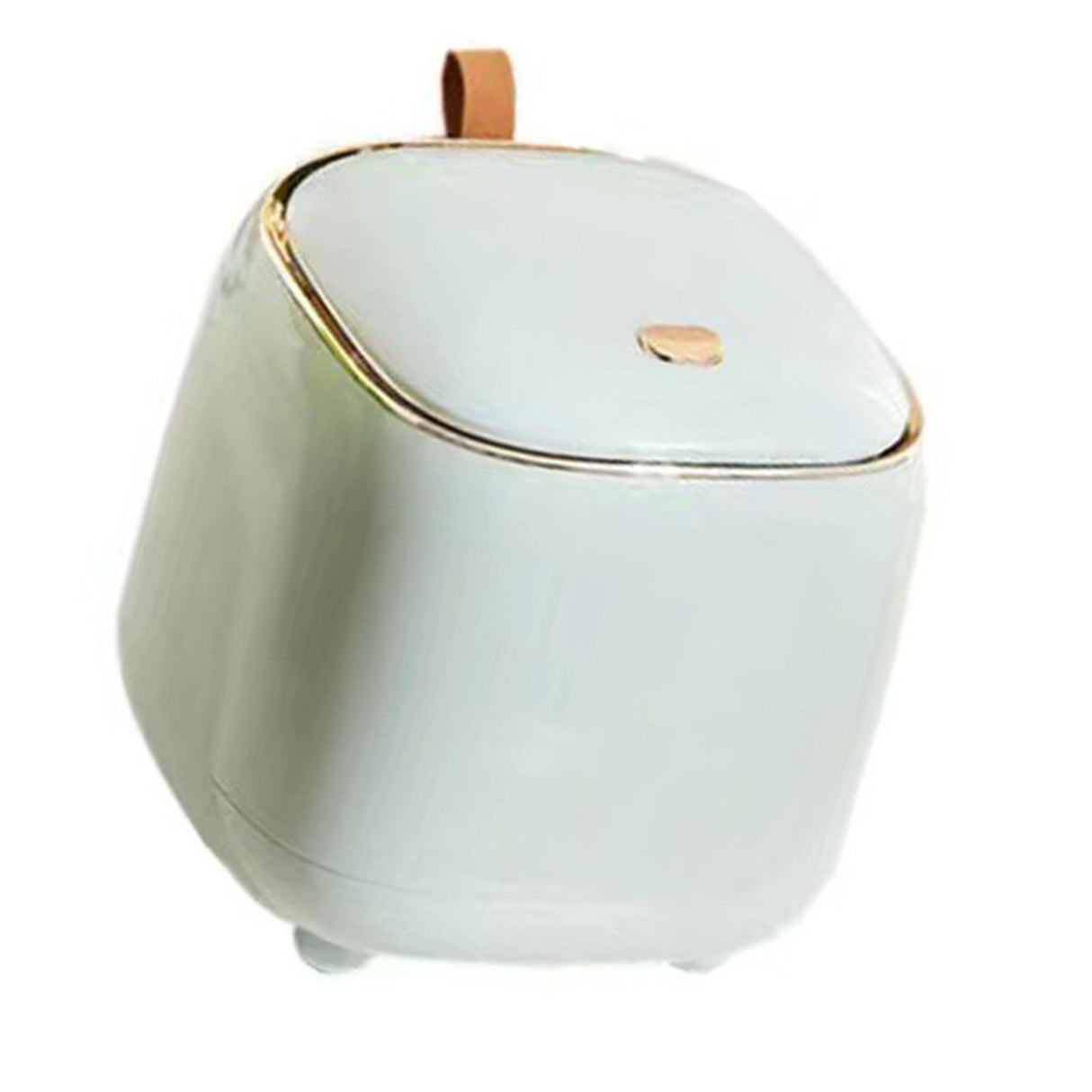 Push Type Desktop Trash Bin with Lid Fashionable Double Layer Large Opening Garbage Container for Living Room Light Green