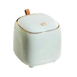 Push Type Desktop Trash Bin with Lid Fashionable Double Layer Large Opening Garbage Container for Living Room Light Green - Top-Down View