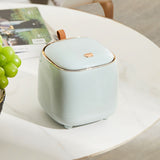 Push Type Desktop Trash Bin with Lid Fashionable Double Layer Large Opening Garbage Container for Living Room Light Green