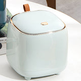 Push Type Desktop Trash Bin with Lid Fashionable Double Layer Large Opening Garbage Container for Living Room Light Green - Extra Image