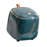 Push Type Desktop Trash Bin with Lid Fashionable Double Layer Large Opening Garbage Container for Living Room Dark Green