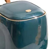 Push Type Desktop Trash Bin with Lid Fashionable Double Layer Large Opening Garbage Container for Living Room Dark Green