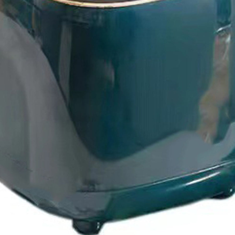 Push Type Desktop Trash Bin with Lid Fashionable Double Layer Large Opening Garbage Container for Living Room Dark Green