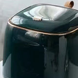 Push Type Desktop Trash Bin with Lid Fashionable Double Layer Large Opening Garbage Container for Living Room Dark Green