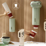 Paper Cup Dispenser Wall Mounted Multifunctional Large Capacity Universal Pull Type Cup Holder with Portable Handle Green