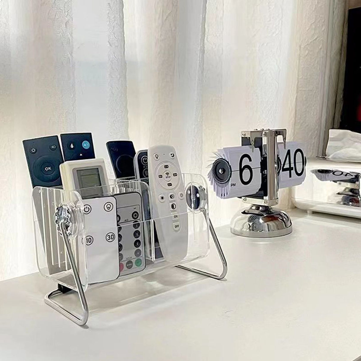 Clear Plastic Remote Control Holder Desk Organizer Transparent Mobile Phone Case Glasses Sundries Storage Box