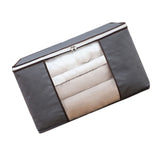 4Pcs Gray Quilt Storage Bag Organizer Large Capacity Breathable House Moving Clothes Packing Bag - Front View