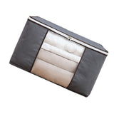 4Pcs Gray Quilt Storage Bag Organizer Large Capacity Breathable House Moving Clothes Packing Bag - Side View