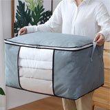4Pcs Gray Quilt Storage Bag Organizer Large Capacity Breathable House Moving Clothes Packing Bag