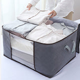 4Pcs Gray Quilt Storage Bag Organizer Large Capacity Breathable House Moving Clothes Packing Bag - 45-Degree Angle