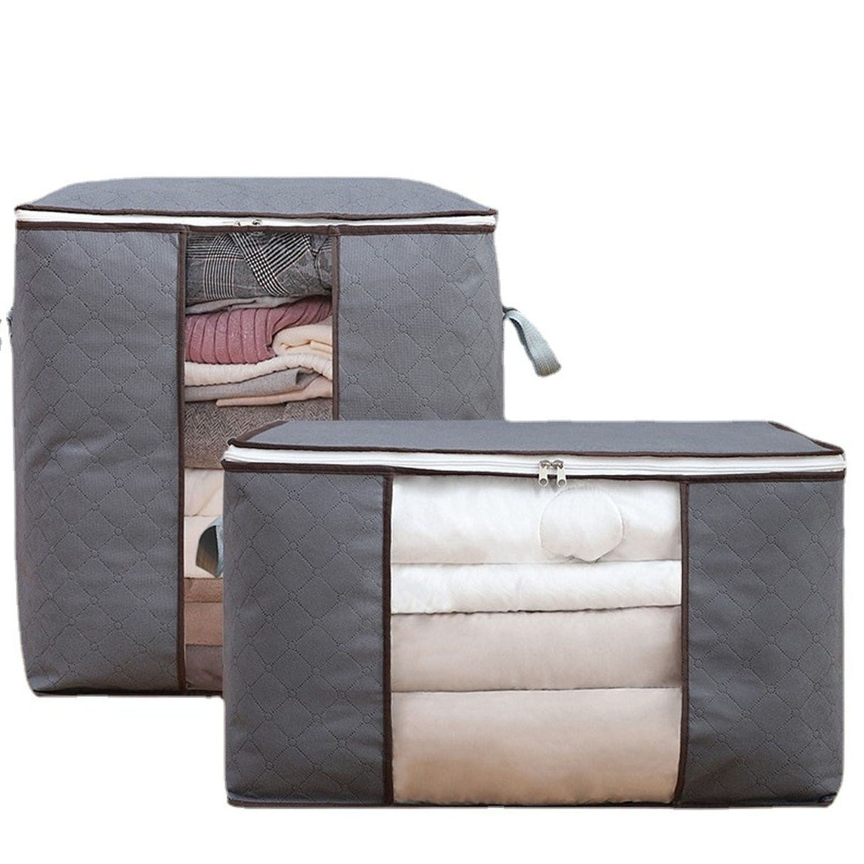 4Pcs Gray Quilt Storage Bag Organizer Large Capacity Breathable House Moving Clothes Packing Bag