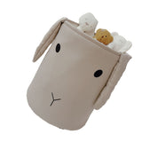 Fabric Storage Basket Collapsible Waterproof Cartoon Canvas Toy Organizer Laundry Basket for Playroom Bedroom Gray Rabbit Three Layers Thickened 35x40cm / 13.8x15.7in