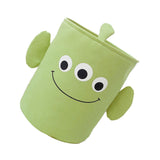 Fabric Storage Basket Collapsible Waterproof Cartoon Canvas Toy Organizer Laundry Basket for Playroom Bedroom Green Monster Three Layers Thickened 35x40cm / 13.8x15.7in - Side View
