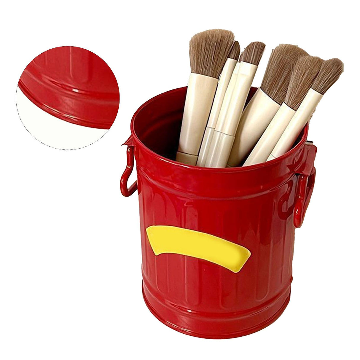 Pen Holder Metal Large Capacity Cute Practical Office Desk Pencil Holder for Study Classroom Red Free Size