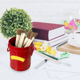 Pen Holder Metal Large Capacity Cute Practical Office Desk Pencil Holder for Study Classroom Red Free Size - Rear View